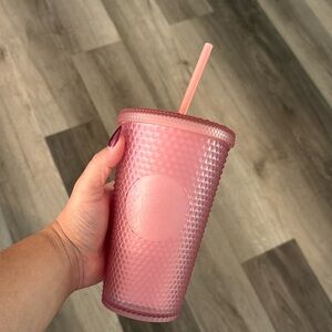 Light pink studded Starbucks tumbler